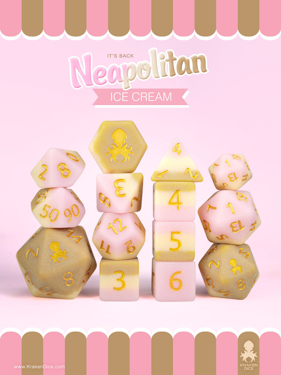 "Kraken Sweets" Neapolitan Ice Cream 14pc Matte Set